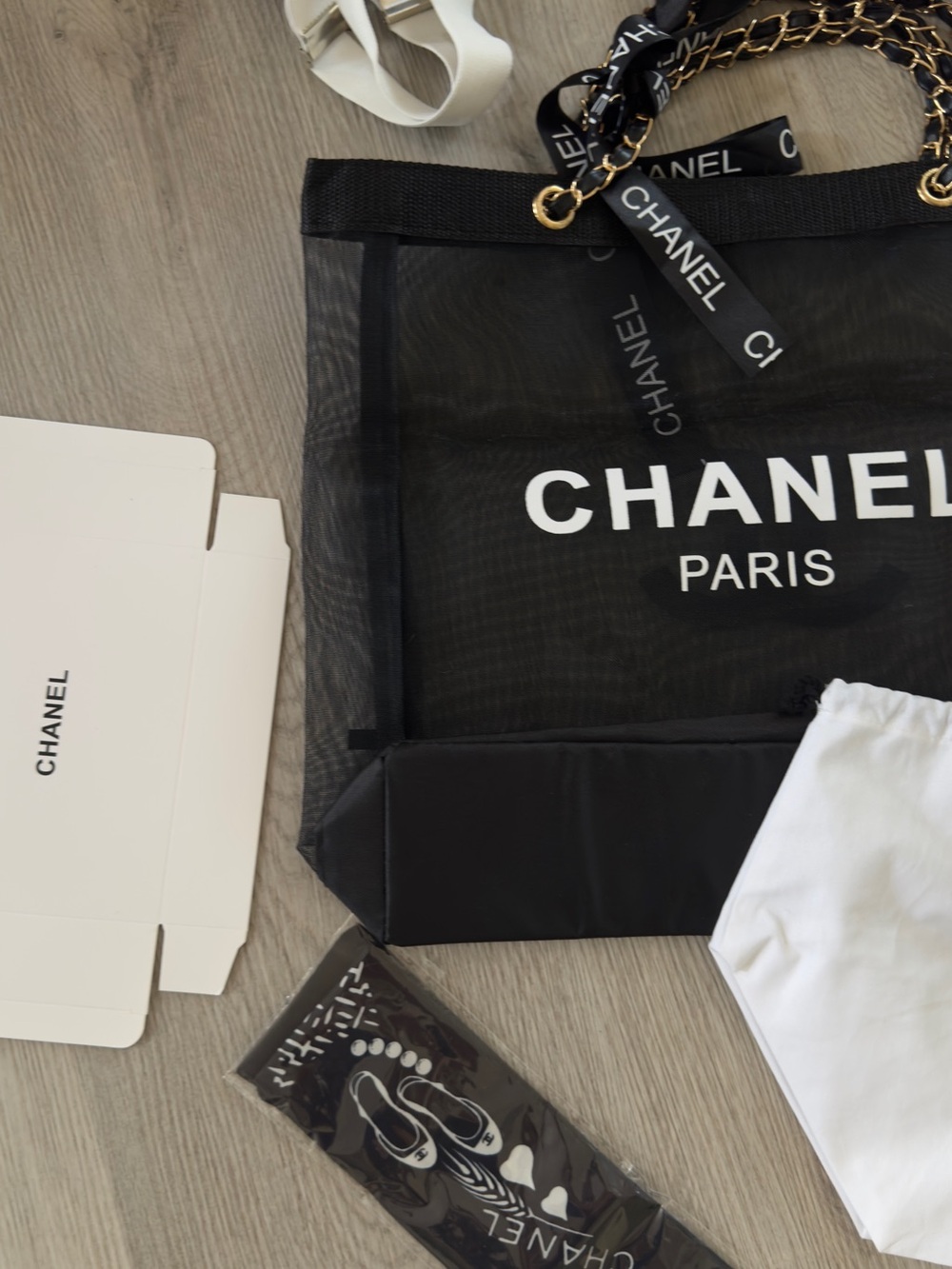 CHANEL Black Logo Tote and Accessory Set with Gold Chain Details - Picture 16 of 16